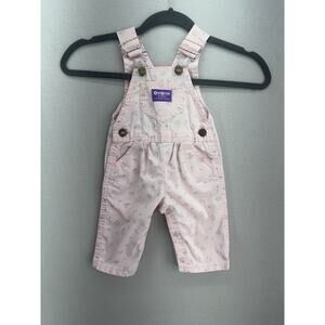 VTG OshKosh B’Gosh Vestbak Overalls 3-6M Pink Floral Baby Snap USA 90s READ